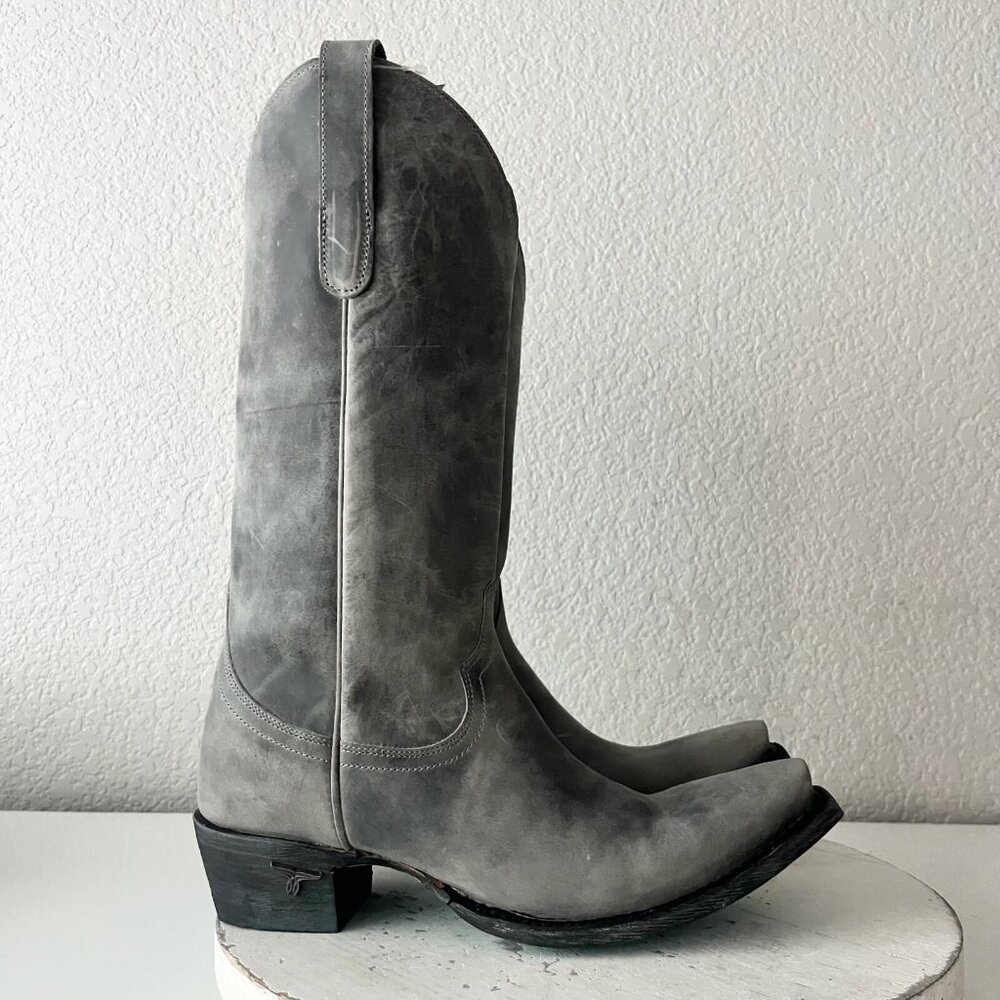 Lane EMMA JANE Womens Cowboy Boots 7.5 Gray Leather Western Cowgirl Mid Calf - Picture 2 of 13